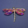 Butterfly Brooch with Purple Pearlescent Wings, 75x50mm, Golden Metal