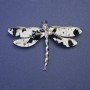 Butterfly Brooch with black-and-white pearlescent wings 75x50 mm silver-tone metal
