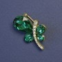 Butterfly Brooch with Green Crystals on Gold-Toned Metal 29x28mm+