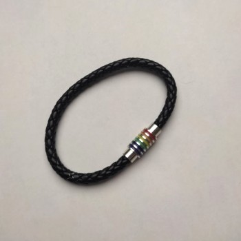 Men's bracelet made of black eco-leather