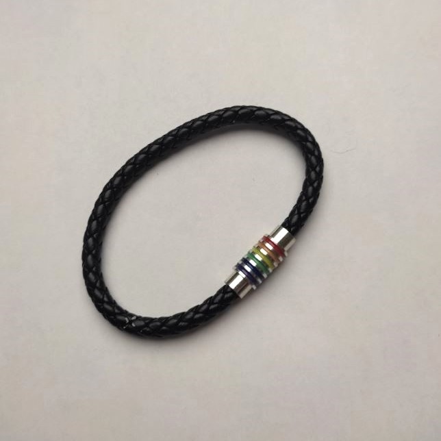 Men's bracelet made of black eco-leather