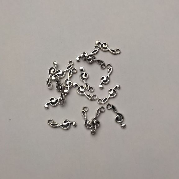 Pendant fittings Treble Clef 'Silver', diameter 19x6 mm +/- in-, diameter 2.2 mm +/- packaging 20 g (+/-) ~39 +/- pcs