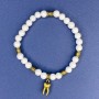 Bracelet with White Agate (Imitation Acrylic) Beads, 6 mm Diameter, 18 cm Long, Elastic