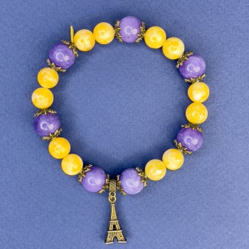 Jadeite bracelet with smooth beads, 8.5 mm diameter ±; Sugilite smooth beads, 10.5 mm diameter ±, length 18 cm ±, stretch