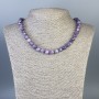 Lepidolite Necklace with Faceted Bead, 8 mm Diameter, 47 cm Length