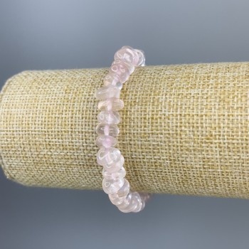 Bracelet Pink Quartz Chip 9x4mm, length 18 cm, stretch