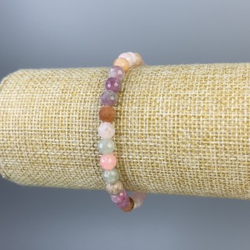 Jadeite Bracelet with Faceted Beads 6mm, Stretch, 18 cm