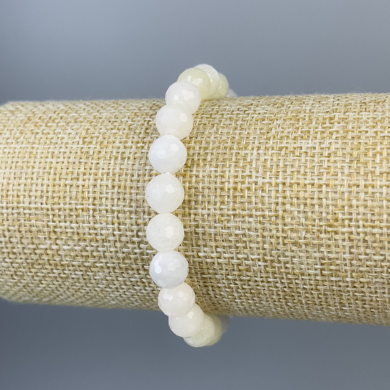 Morganite Bracelet with Faceted Bead 8 mm, Length 18 cm, Stretch