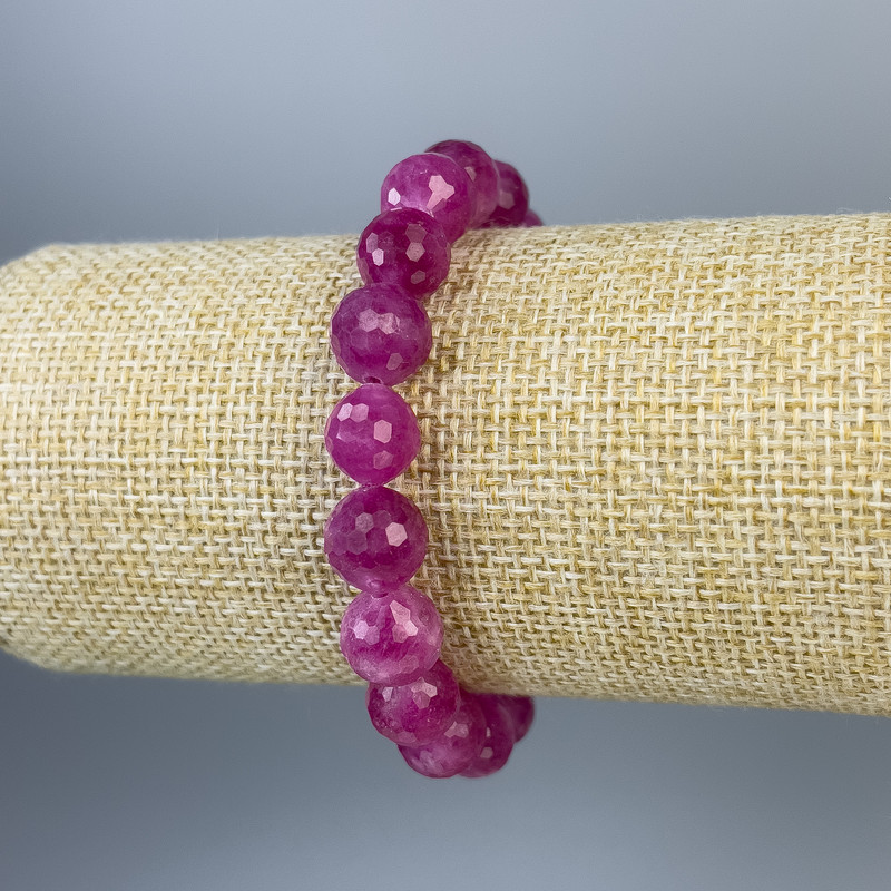 Bracelet with Tourmaline Faceted Bead 10mm, 18 cm Stretch