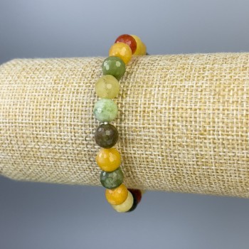 Bracelet, Assorted 8mm Faceted Beads, 18 cm Length, Stretch