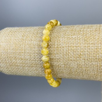 Jadeite Bracelet with Faceted 6mm Beads, Length 18 cm, Stretch