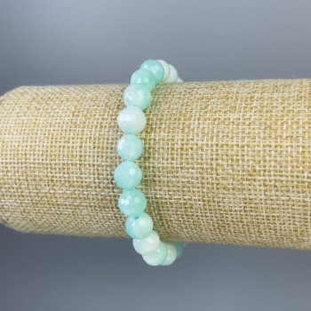 Angelite bracelet with 8mm faceted beads, length 18 cm +/- stretch