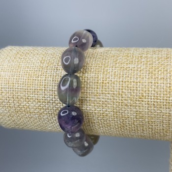 Fluorite faceted bracelet, 17×13 mm diameter, 18 cm long, stretch