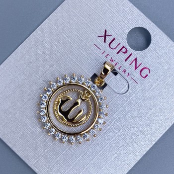 Xuping 'Sura' Pendant with White Crystals, 19 mm Diameter, 28 mm Length, 18K Gold Plating