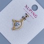 Pendant Xuping "Bow" with white crystals, diameter 14mm +/-; length 23mm +/-; 18K gold plating