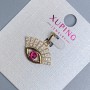 Xuping 'Eye' Pendant with white rhinestones and pink crystal, diameter 20 mm ±, length 21 mm ±, 18K plating