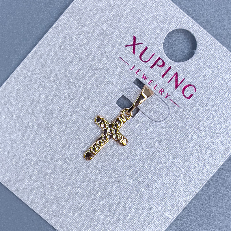 Xuping Cross Pendant, diameter 9mm, length 20mm, 18K gold plating