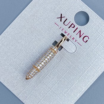 Pendant Xuping 'Sphere' with white crystals, diameter 4.5 mm, length 27 mm, 18K plating