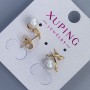 Xuping Pearl Stud Earrings with Pearl, diameter about 6 mm, 12×10 mm, 18K Gold Plating