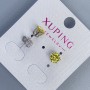 Xuping Ball Stud Earrings with Yellow Stone in Crown Setting, 6 mm ±, Rhodium-Plated