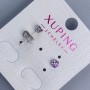 Xuping Stud Earrings with Violet Stone, 4 mm, Rhodium-Plated