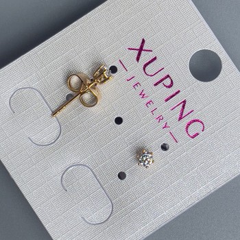 Xuping Stud Earrings with White Stone 3mm ±, 18K Gold Plated
