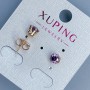 Xuping Stud Earrings with Purple Stone 5mm ± 18K Gold Plating