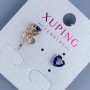 Xuping Stud Earrings 'Heart with Blue Stone' 6mm ± 18K Gold Plating