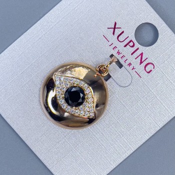 Xuping Pendant with White Crystals and Black Crystal, Diameter 19 mm, Thickness about 5 mm, Length 29 mm, Gold Plated