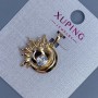 Pendant Xuping with White Crystal, diameter 19mm±, thickness 5mm±, length 25mm±, gold plated