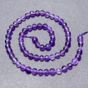 Amethyst Beads on a Thread, Faceted Ball Beads, 6 mm Diameter, 37 cm Length