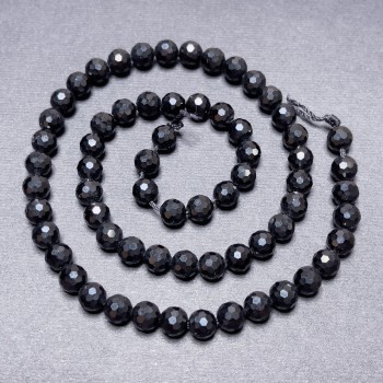 Tourmaline Beads on Thread, Faceted Round Beads, 6 mm Diameter ±, 39 cm Length ±