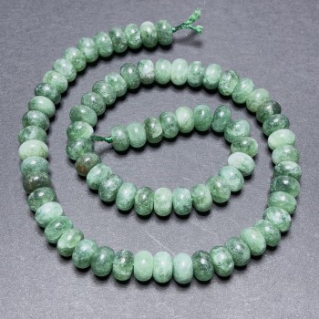 Green Strawberry Quartz Beads on a Rondelle Strand, diameter 8×5 mm, length approx. 38 cm