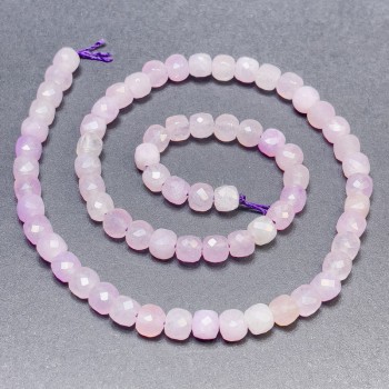 Lavender Amethyst Beads on a Thread, Faceted Cube, 5mm Diameter, 38cm Length