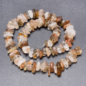 Hairy Rutile Quartz Beads on Thread, Chip, Diameter 11×3 mm, Length 40 cm