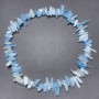 Aquamarine beads on thread, natural stone chip- and needle-shaped, diameter 23x6 mm ±, diameter 15x3 mm ±, length 40 cm ±