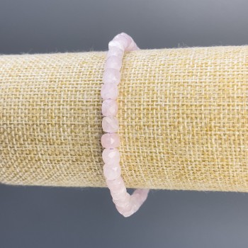 Kunzite Faceted Cube Bracelet, 6 mm Bead Diameter, 18 cm Stretch
