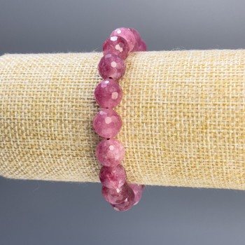Tourmaline Bracelet with Faceted Beads, 10 mm Diameter, 18 cm Elastic