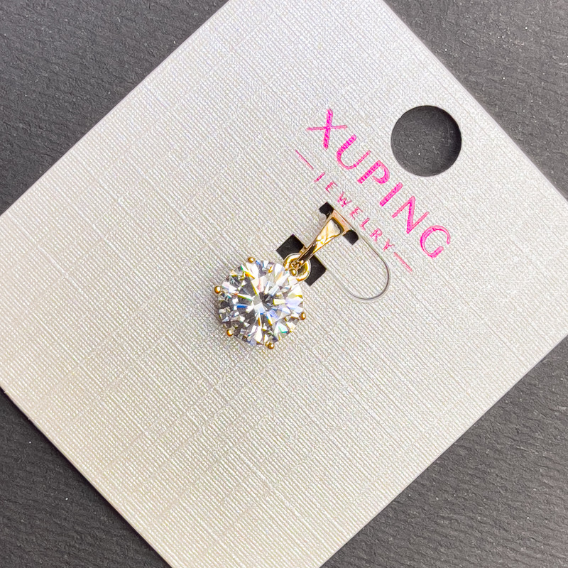 Xuping Pendant with White Crystal, 10 mm Diameter, 18 mm Length, 18K Gold Plating