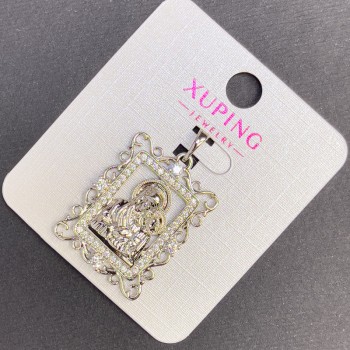 Xuping Icon Pendant with White Crystals, diameter about 20 mm, length about 32 mm, rhodium-plated