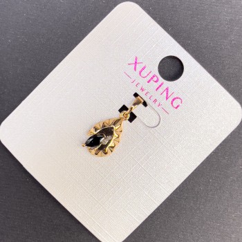 Xuping Pendant with Black Crystal, diameter ~8 mm, length ~20 mm, 18K gold plating