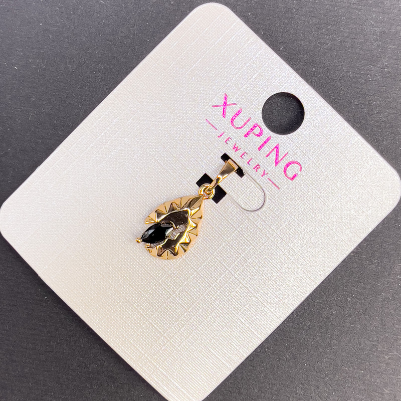 Xuping Pendant with Black Crystal, diameter ~8 mm, length ~20 mm, 18K gold plating