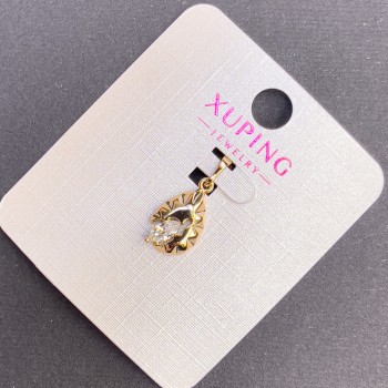 Xuping Pendant with White Crystal, 8 mm Diameter, 20 mm Length, 18K Gold Plating