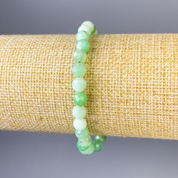 Emerald Bracelet, Faceted Bead, 6 mm Diameter, 18 cm Stretch