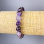 Amethyst bracelet with smooth beads, 10 mm diameter, 18 cm length, stretchy