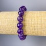 Amethyst Bracelet with Smooth Beads, 12 mm Diameter, 18 cm Length, Stretch