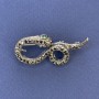 Snake Brooch-Pendant, Gray Color, with Gray Crystals, Silver-Colored Metal 44×20 mm +