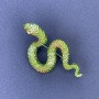 Brooch pendant 'Snake' with light-green enamel and green rhinestones, silver-tone metal, 30x55mm +