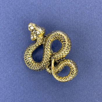Snake Brooch-Pendant Gold Metal 40x31mm +