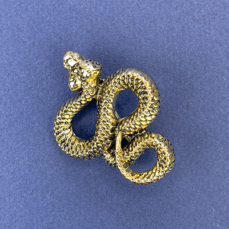 Snake Brooch-Pendant Gold Metal 40x31mm +